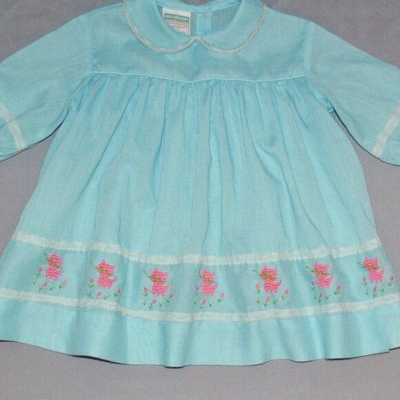Vintage Toddler Girls Dress Size 2T-3T Retro Mod Kitty Cats & Flowers - Picture 5 of 10